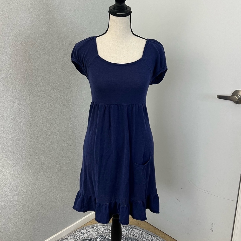 Y2k Dolce Navy Blue Babydoll Short Sleeve Dress  - Size S